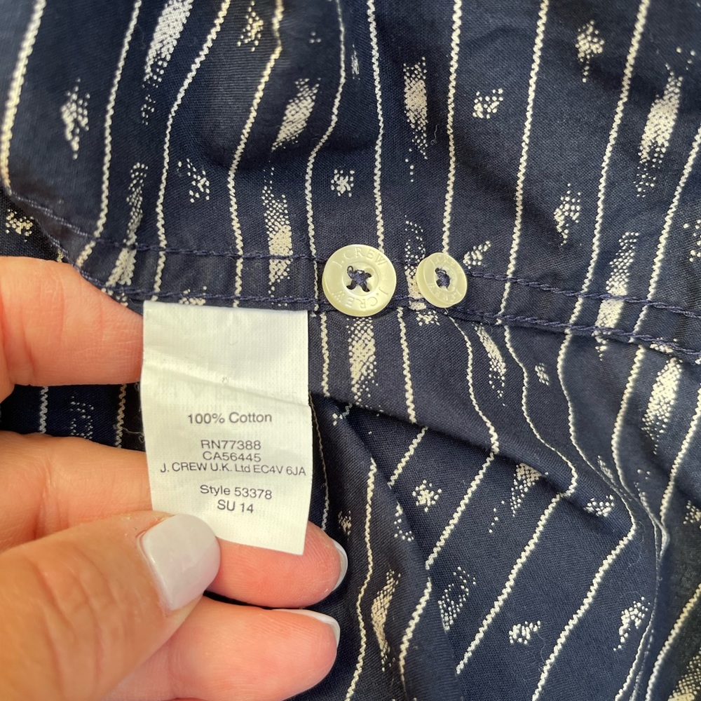 J. Crew Navy Gray Patterned Button Down 100% Cott… - image 5